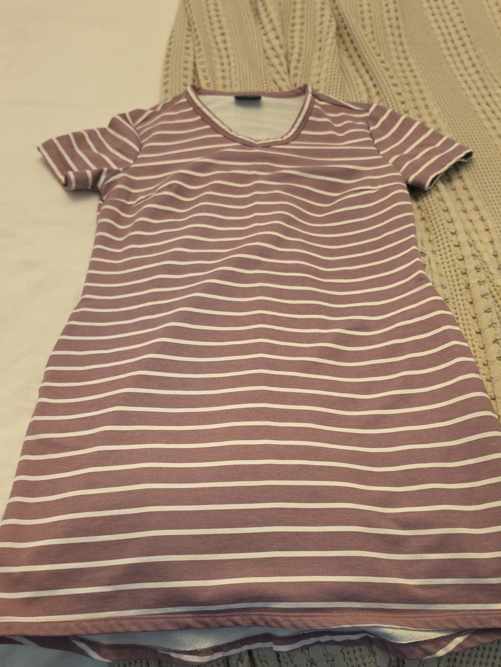 32|COOL Striped Mauve & White Tee Dress